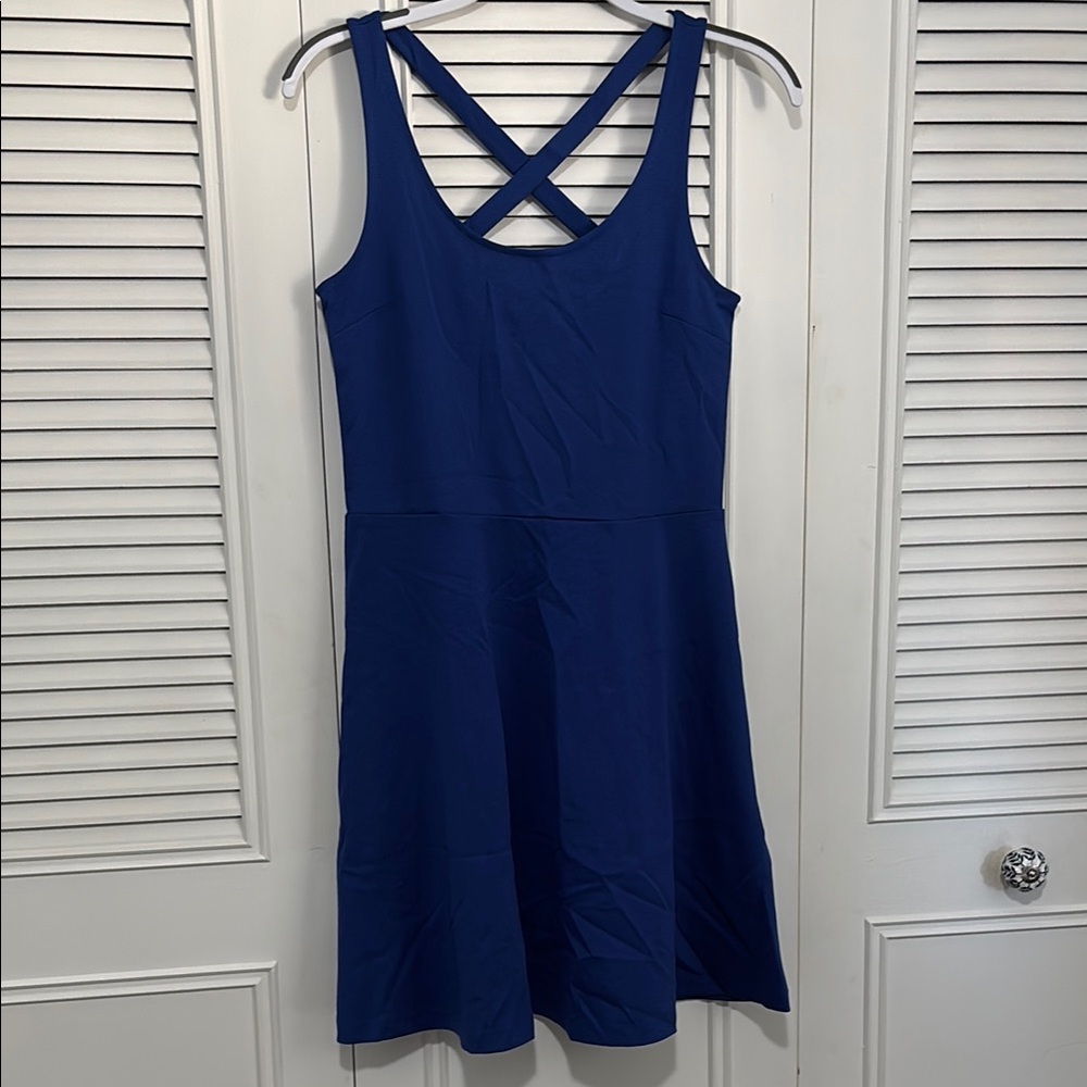 H&M Blue Scoop Neck Sleeveless Midi Sundress